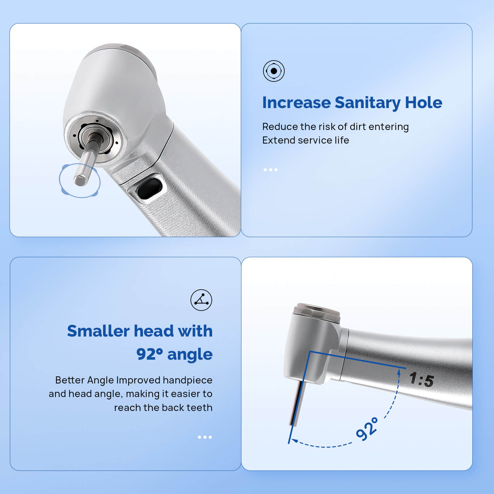 COXO CX235C7 1:5 Electric Fiber Optic Contra Angle Handpiece Mini Head Inner Channel #C7-4 - pairaydental.com/