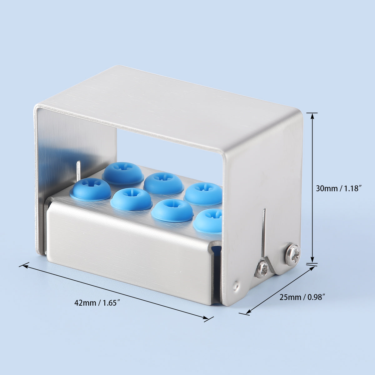 Dental Burs Holder Block Stainless Steel Disinfection Box 8 Holes