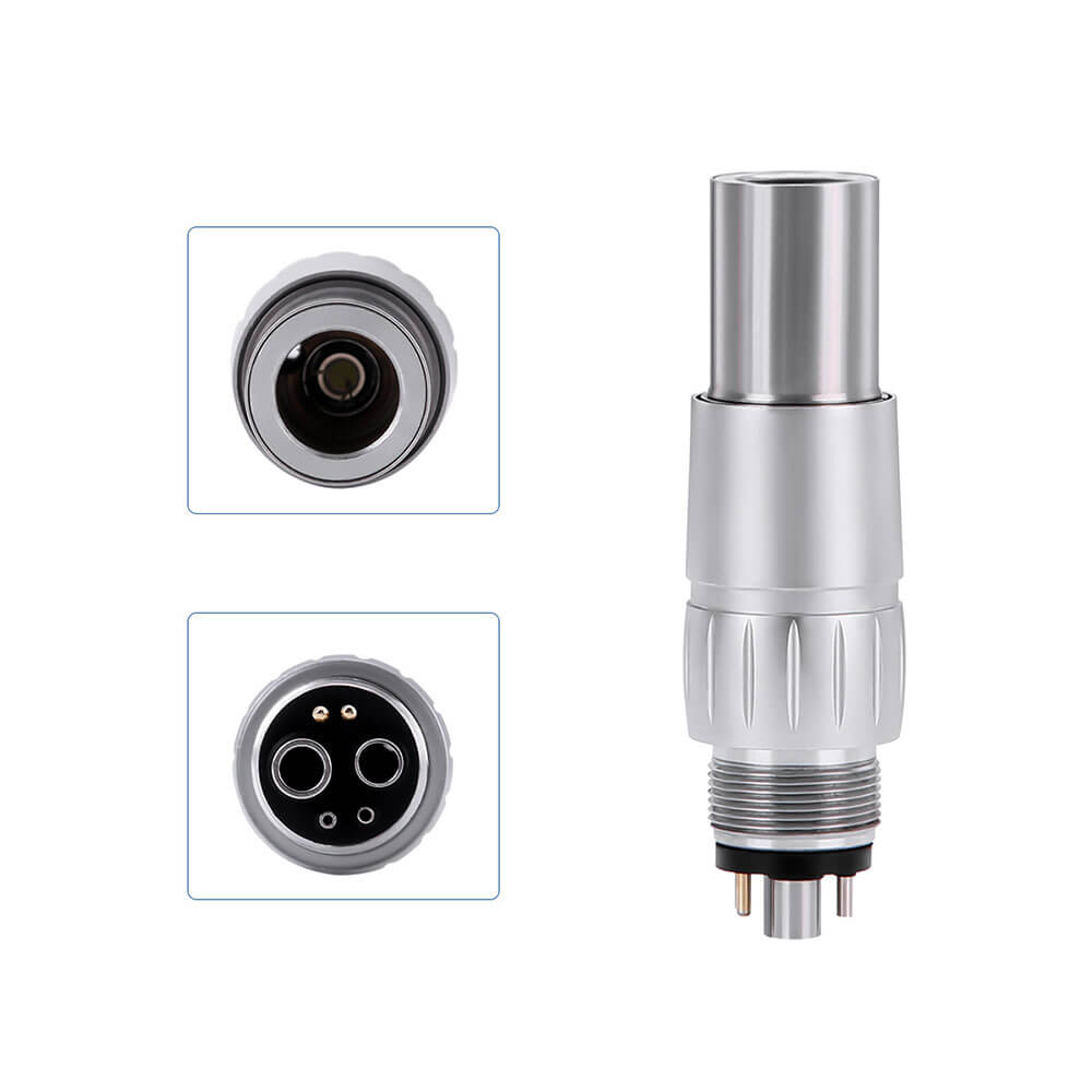 Dental Titanium High Speed Handpiece LED Fiber Optic Standard Head 4-Water Spray & 6 Holes Quick Coupler - pairaydental.com