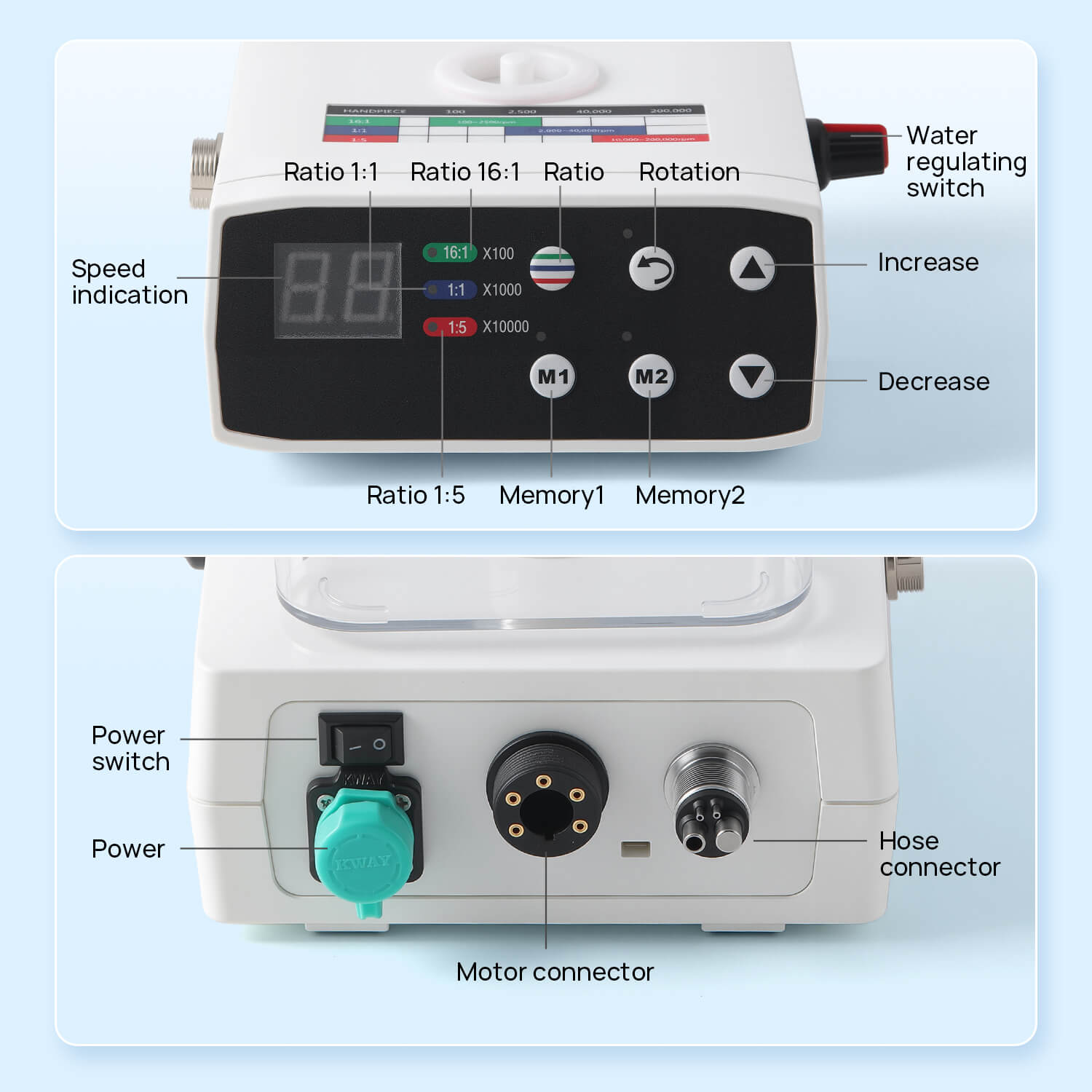 Dental LED Brushless Electric Motor System with Water Tank - pairaydental.com
