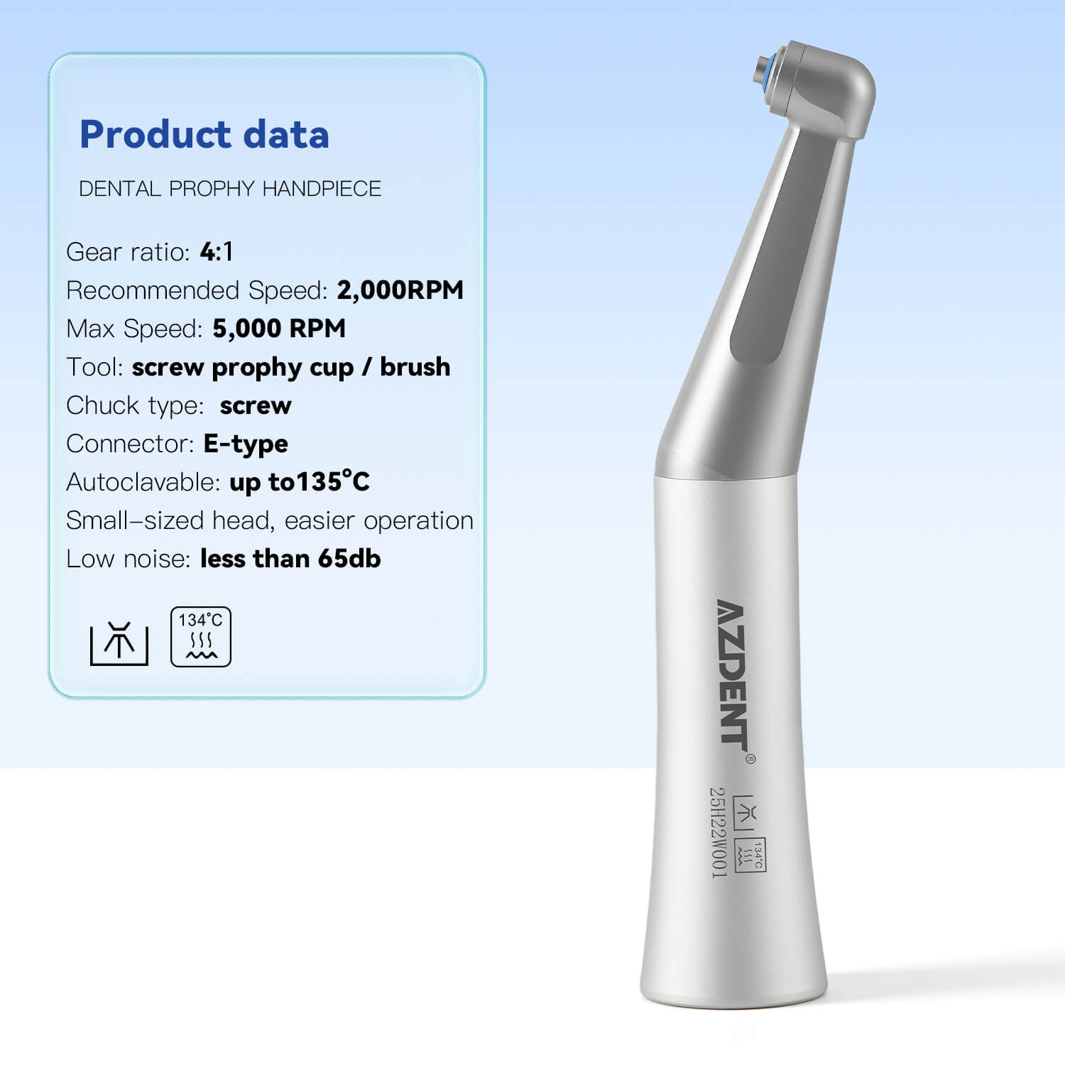Dental Mini-Head 4:1 Screw-in Prophy Contra Angle Handpiece for Screw Prophy Cups/Brushes - pairaydental.com