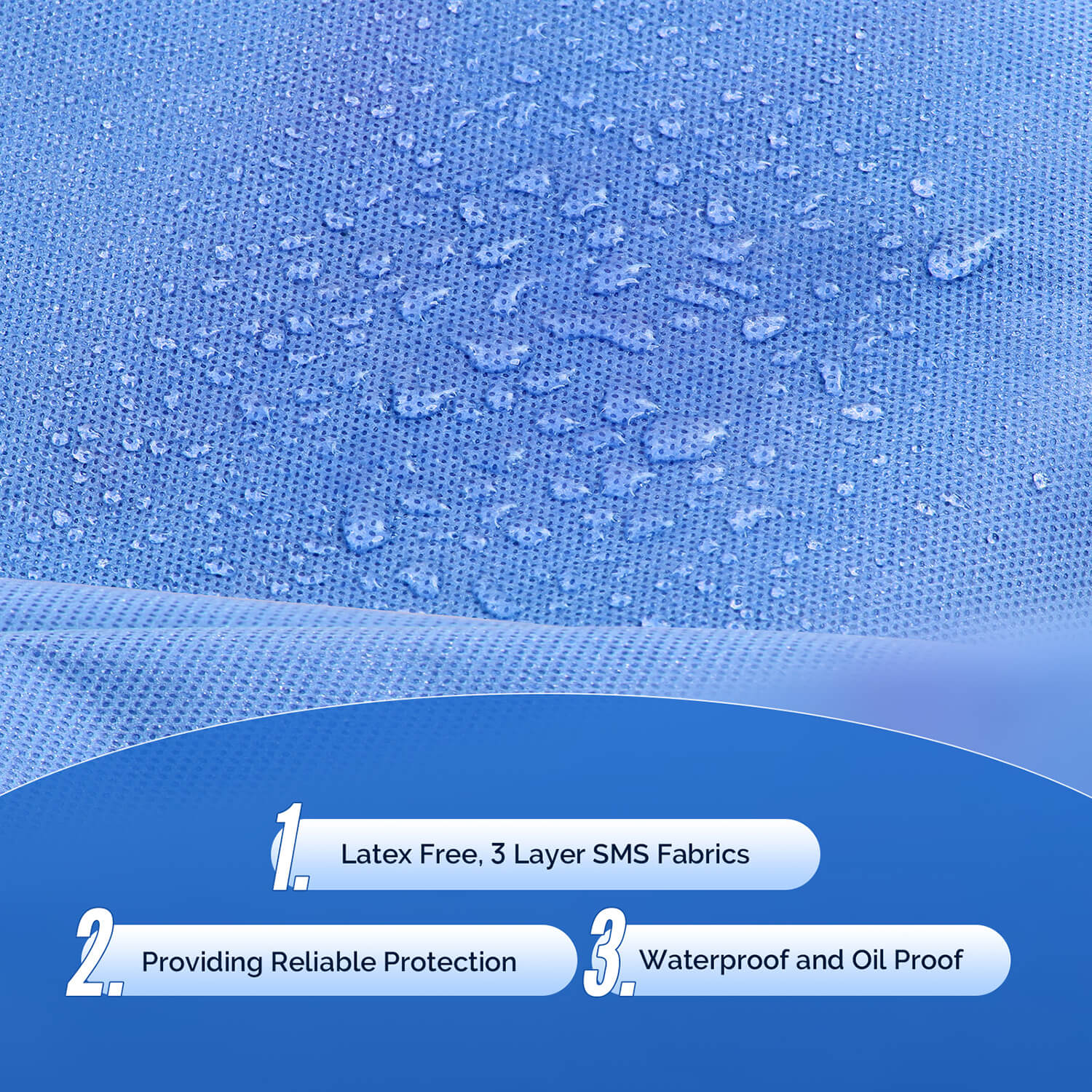 Disposable Lab Coat knee length wth 3 Pockets for Medical Dental Hospital Blue - pairaydental.com