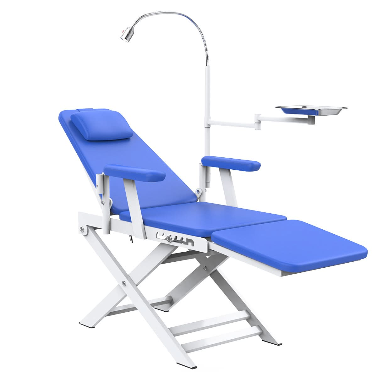 Portable Dental Folding Chair Adjustable With Rechargeable LED Light Blue - pairaydental.com