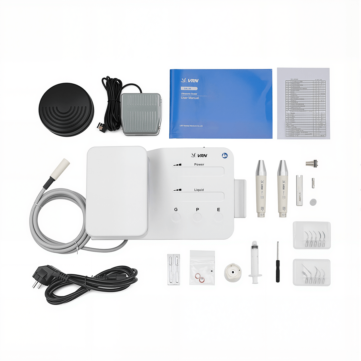 Dental VRN-DA20 LED Ultrasonic Piezo Scaler Built-in Water Supply With Autoclavable Handpiece & 7 Scaling Tips - pairaydental.com