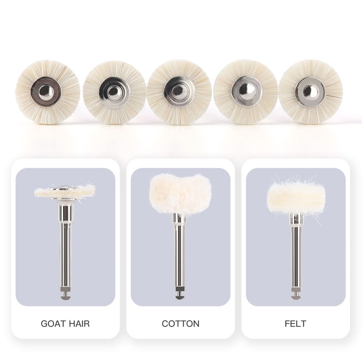 Dental Polishing Brush Wheel White Goat Hair/ Cotton/ Felt 5pcs/Pack - pairaydental.com