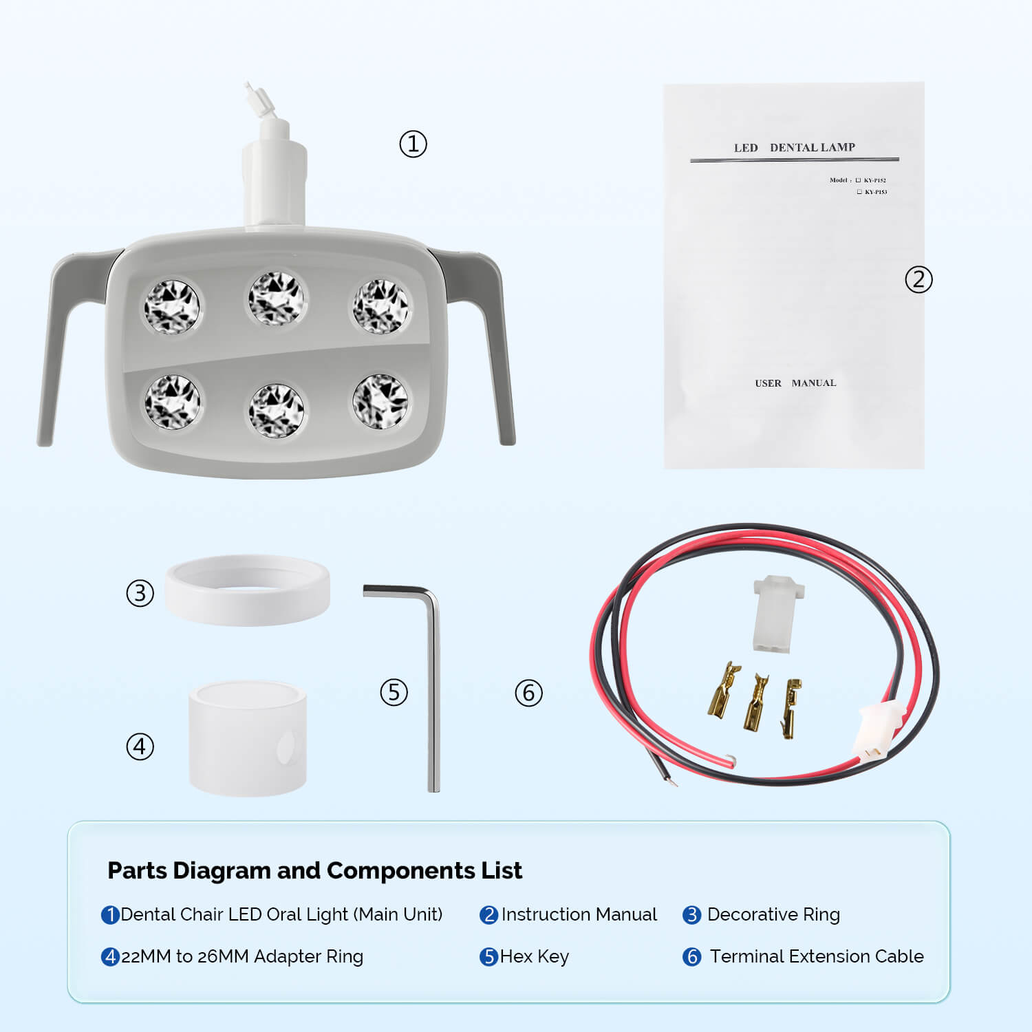 Dental Unit Chair LED Oral Light 9W 6 White Lights - pairaydental.com