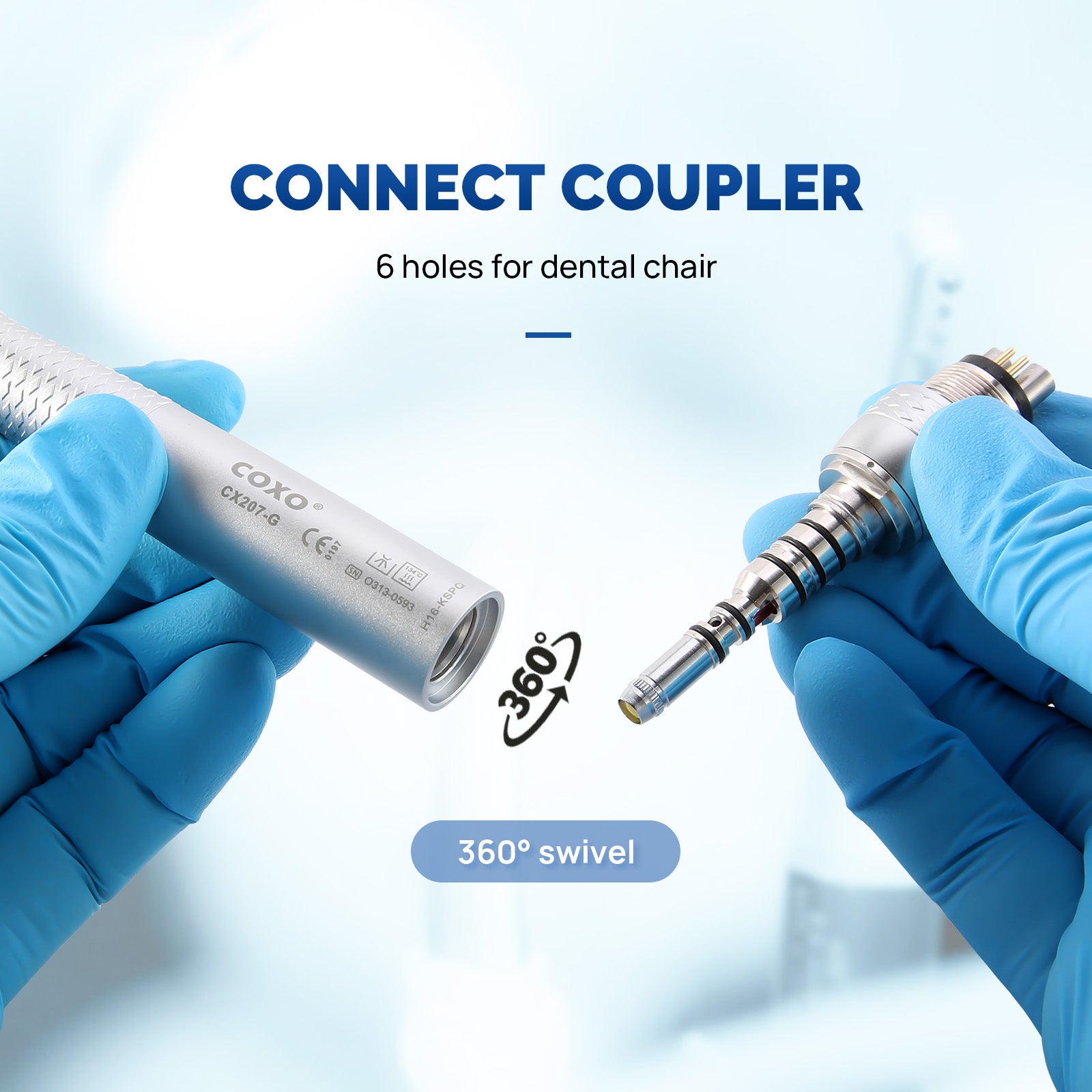 COXO CX207-G Fiber Optic High Speed Air Turbine Handpiece & 6 Holes LED Quick Coupler - pairaydental.com