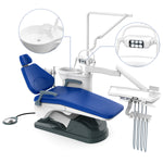 Dental Chair Unit Computer Controlled with Stool Sapphire Blue Hard Leather