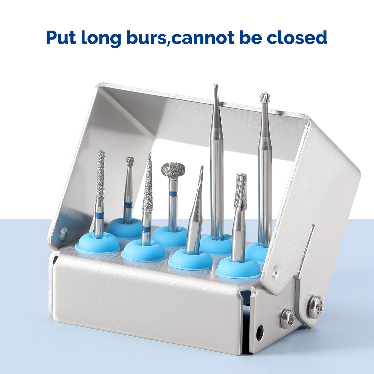 Dental Burs Holder Block Stainless Steel Disinfection Box 8 Holes