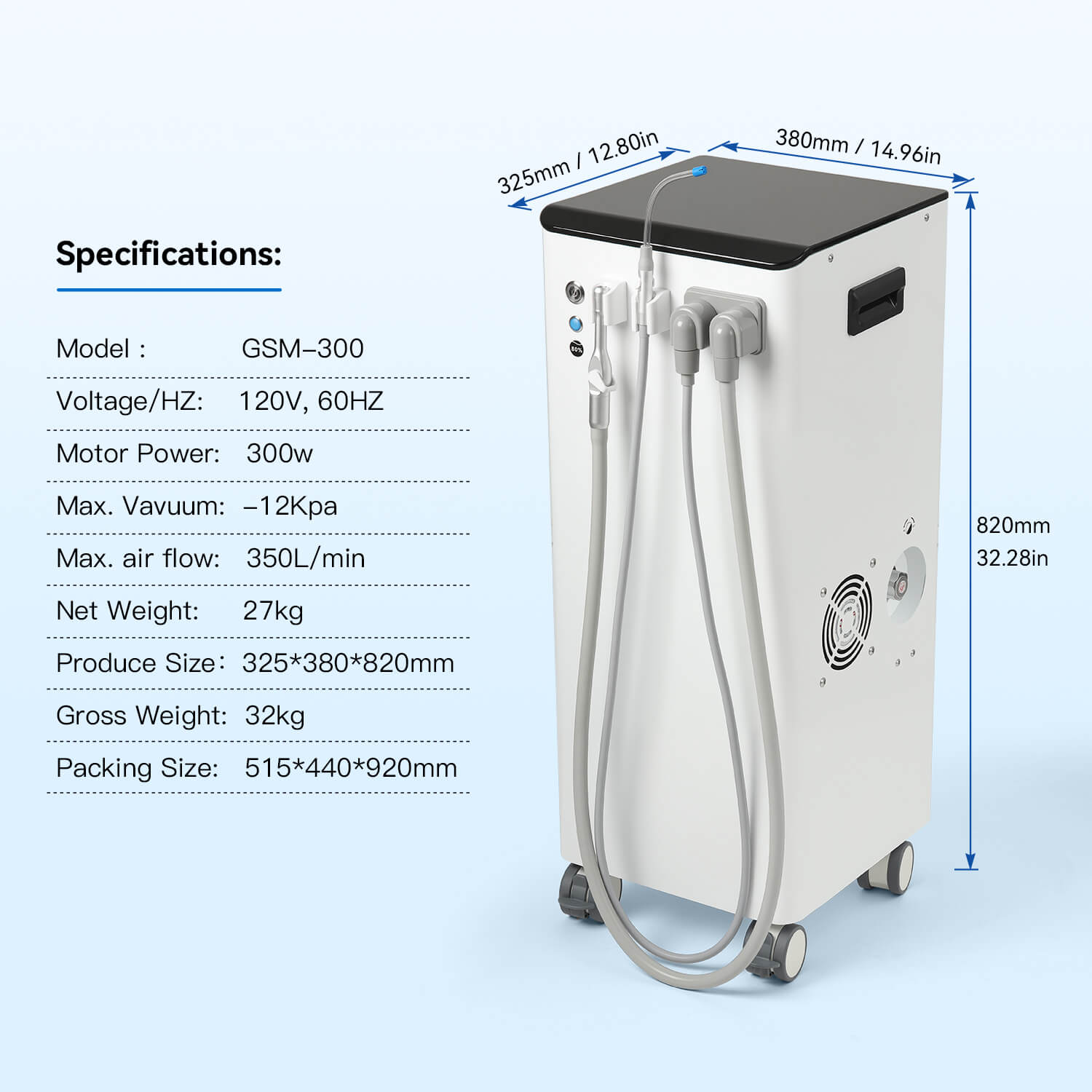 Mobile Dental Vacuum Suction Systems Unit High Suction Pump - pairaydental.com