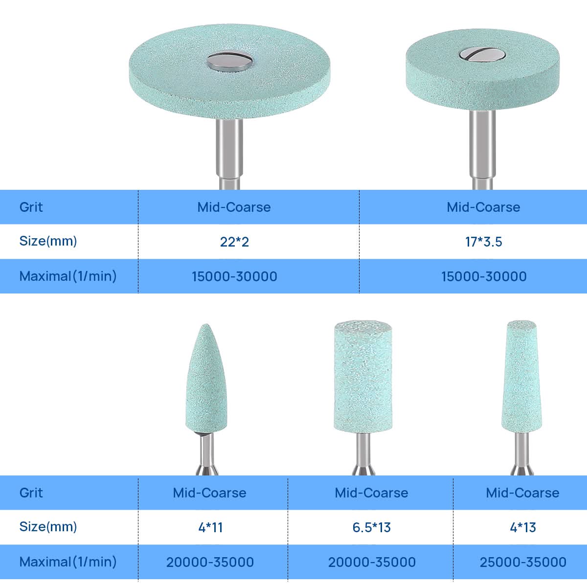 Dental Lab Ceramic Diamond Grinders HP For Porcelain Zirconia 5 Models - pairaydental.com