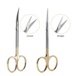 Dental Surgical Gum Tissue Scissors Curved/Straight Gold Handle Stainless Steel 11.5cm(4.52") - pairaydental.com