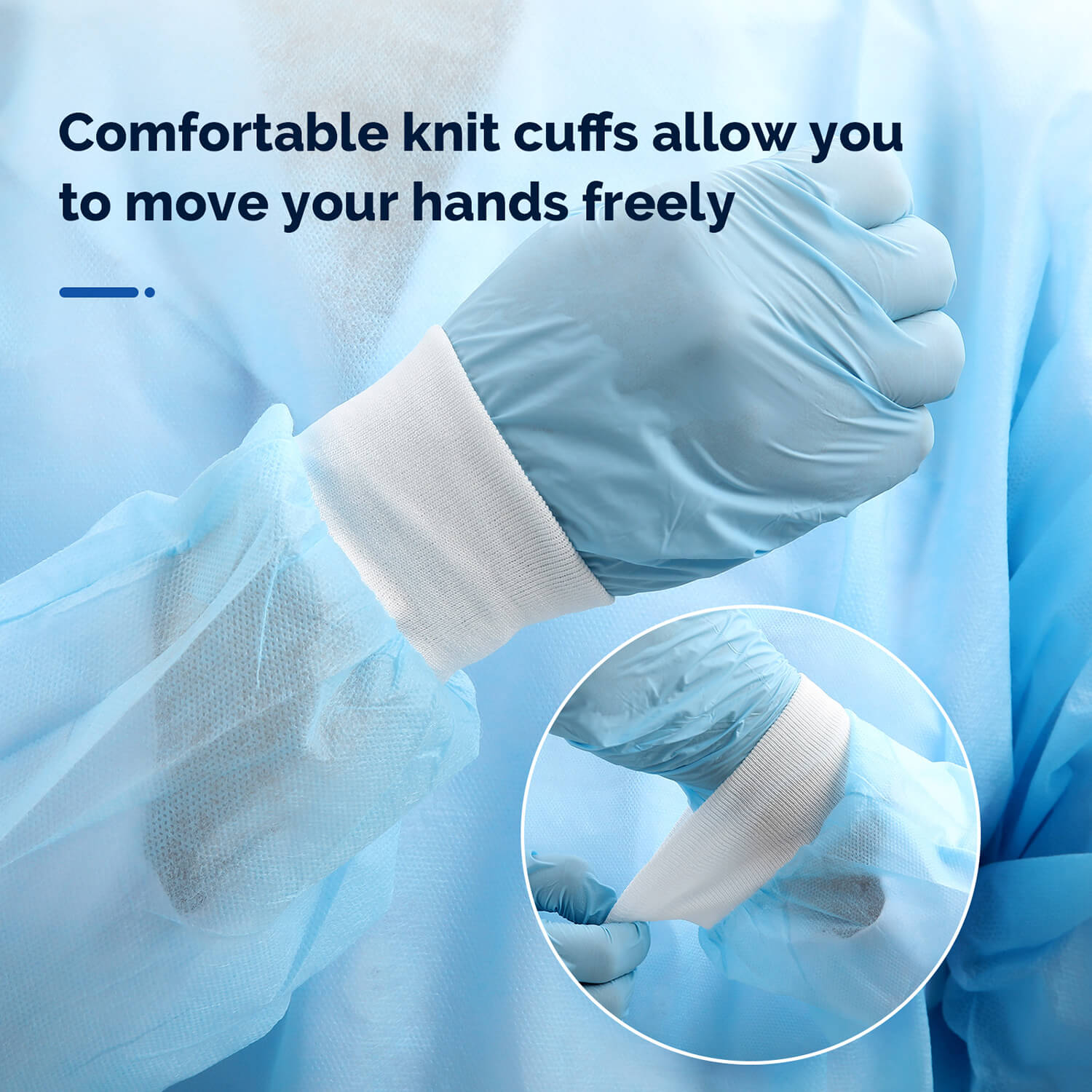 Disposable Isolation Gowns with Knitt Cuffs for Medical Dental Hospital Blue 10pcs/Pack - pairaydental.com