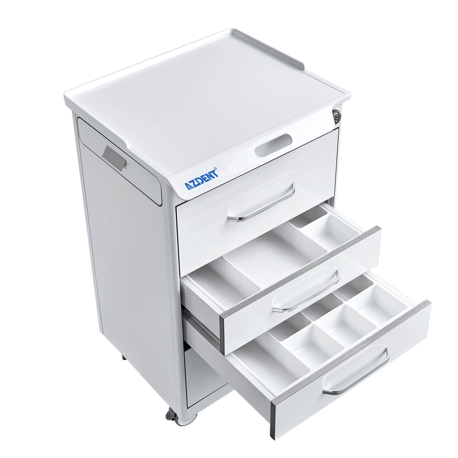 Dental Mobile Cabinet Cart with Hidden Side Auxiliary Drawer Power Socket 4 Drawers - pairaydental.com