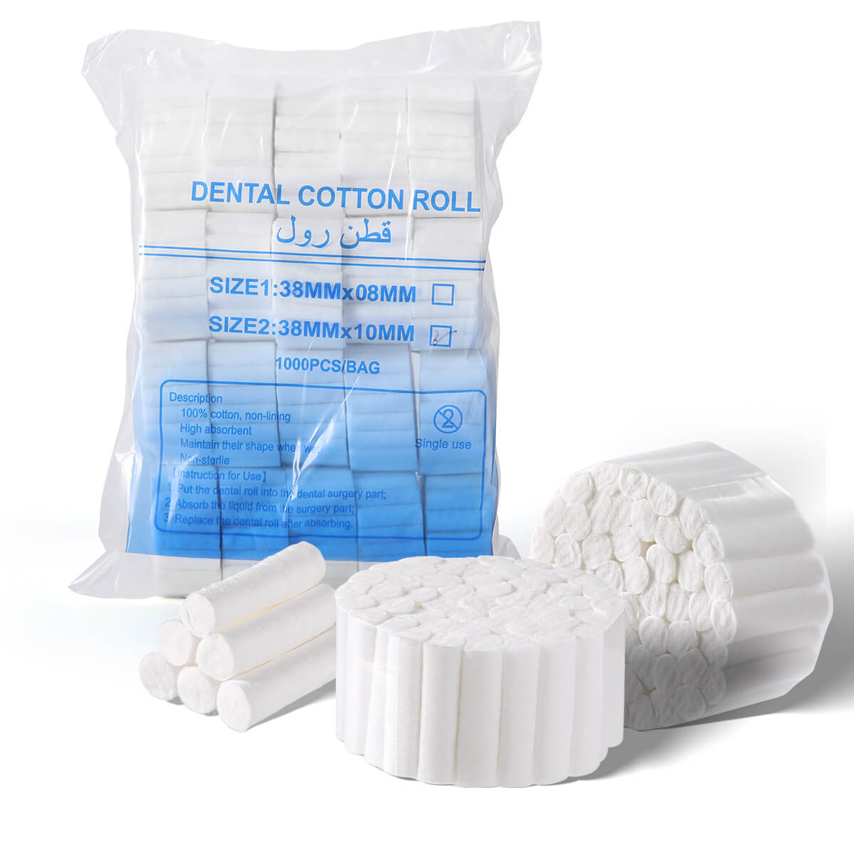 Disposable Dental Cotton Roll 1.5"x 3/8" High Absorbent Non-Sterile 1000pcs/Pack - pairaydental.com