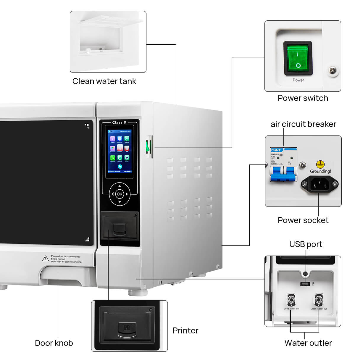 17L Dental Autoclave Steam Sterilizer Class B Table Top LCD Built-in Printer Dry Function - pairaydental.com