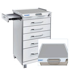 Dental Mobile Cabinet Cart with Hidden Side Auxiliary Drawer Power Socket 5 Drawers - pairaydental.com