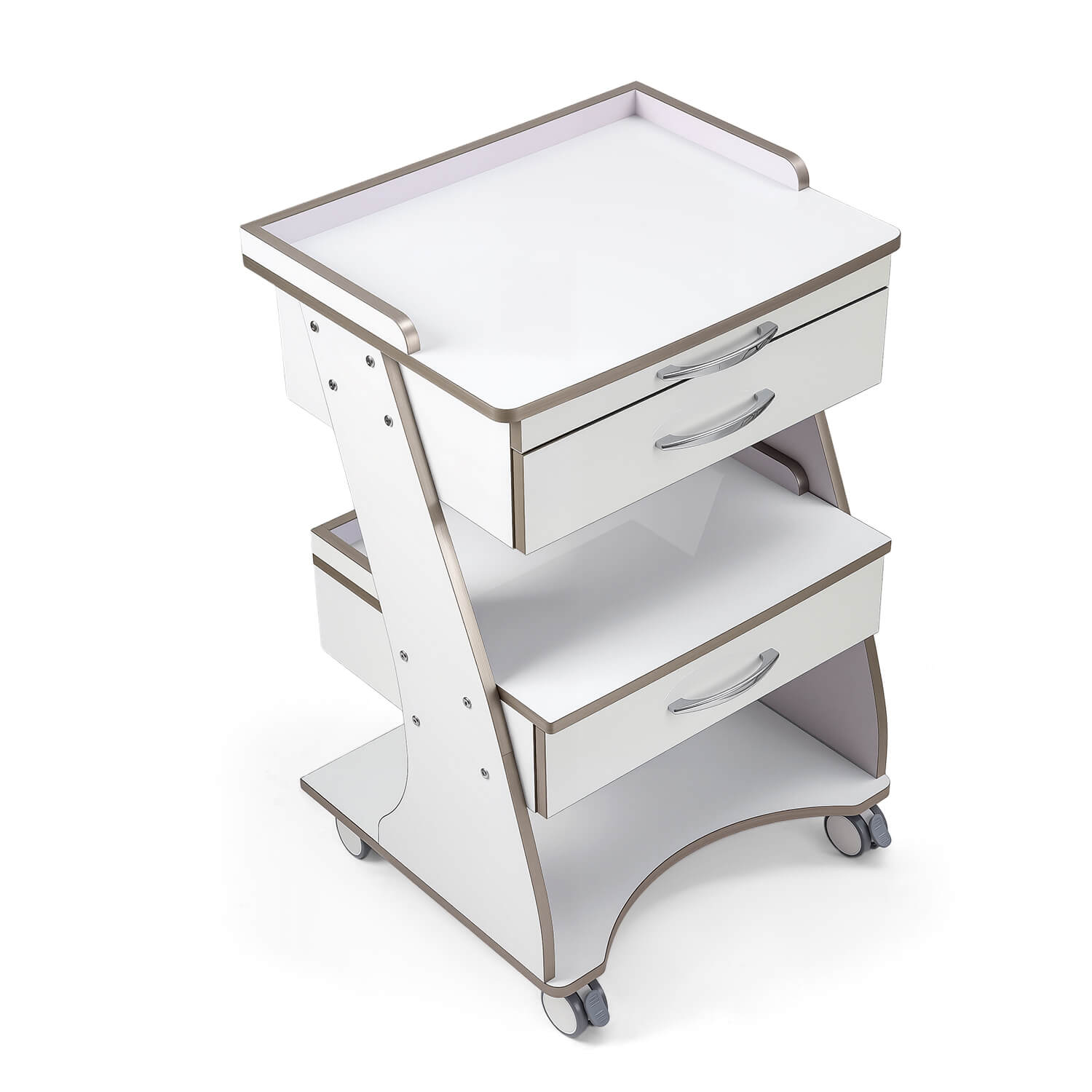 Dental  Mobile Rolling Cart Trolley Built-in Socket Three-Tier Cart 2 Drawers - pairaydental.com