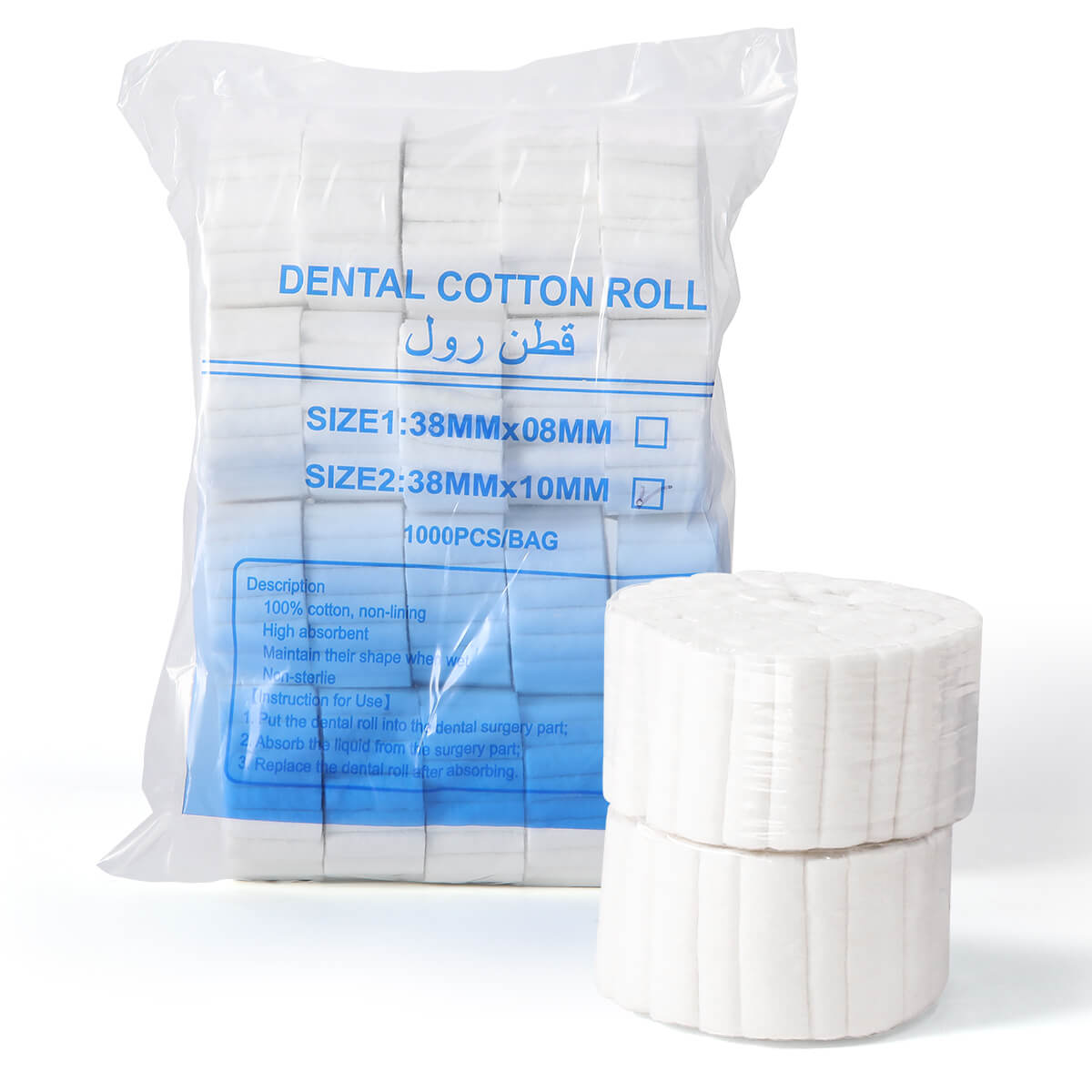 Disposable Dental Cotton Roll 1.5"x 3/8" High Absorbent Non-Sterile 1000pcs/Pack - pairaydental.com