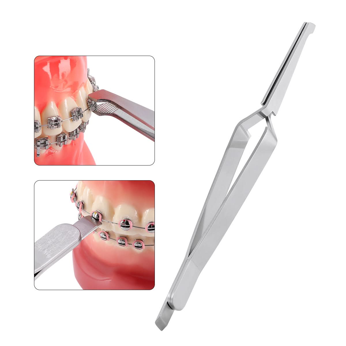 14cm Bracket Holder Tweezers Orthodontic Reverse Action Serrated Instruments - pairaydental.com