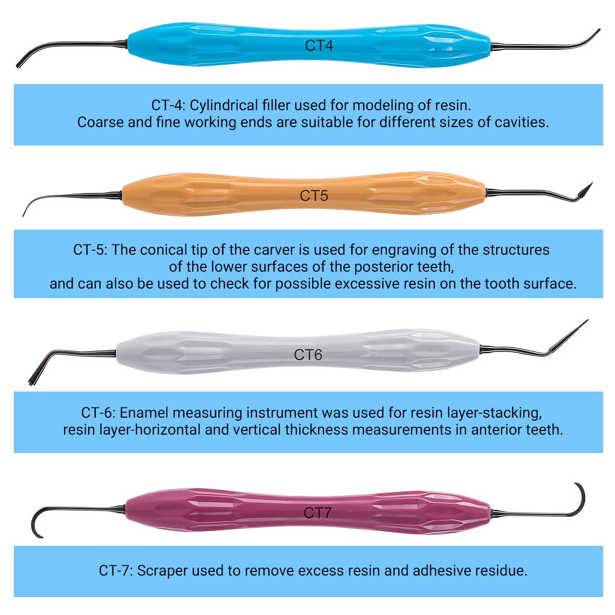 Dental Resin Filler Aesthetic Restoration Knife Instrument 7 Models - pairaydental.com