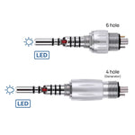 LED Fiber Optic High Speed Handpiece Three Water Spray Standard Head Push Button 4/6 Holes Quick Coupler - pairaydental.com