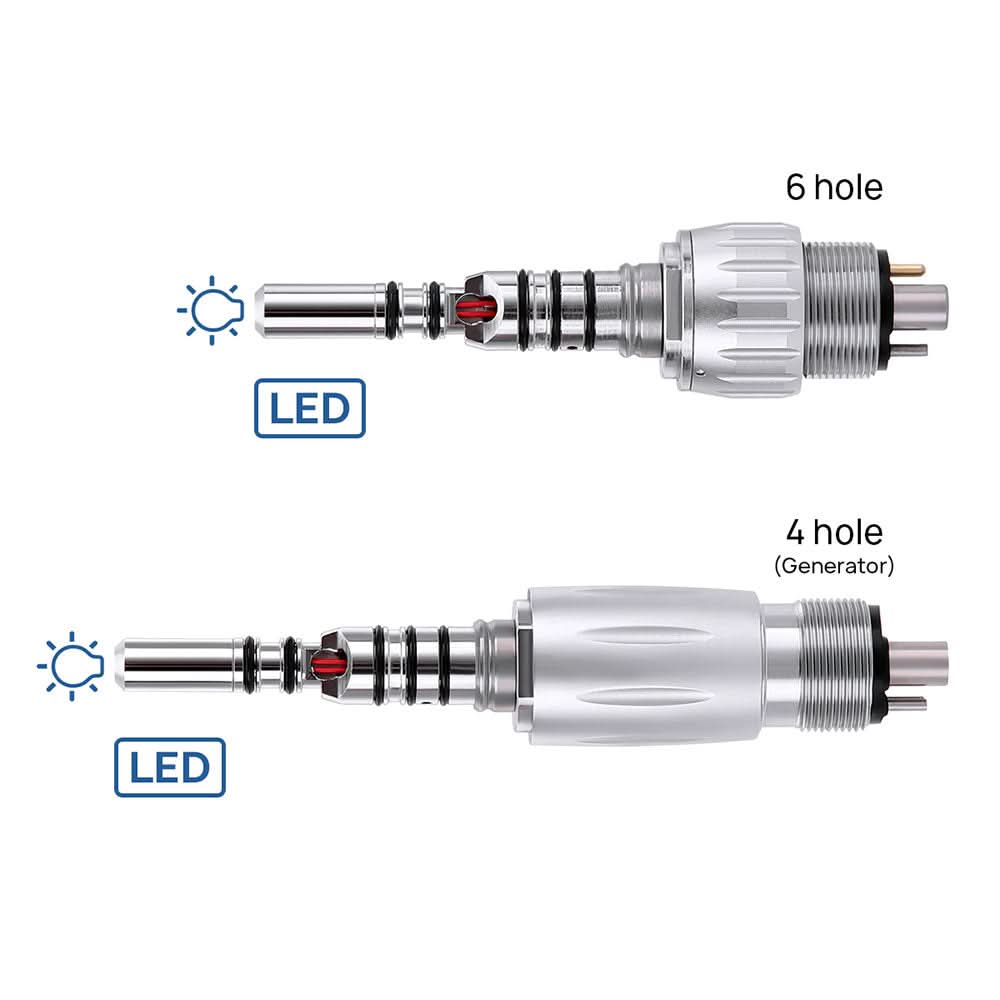 LED Fiber Optic High Speed Handpiece Three Water Spray Standard Head Push Button 4/6 Holes Quick Coupler - pairaydental.com
