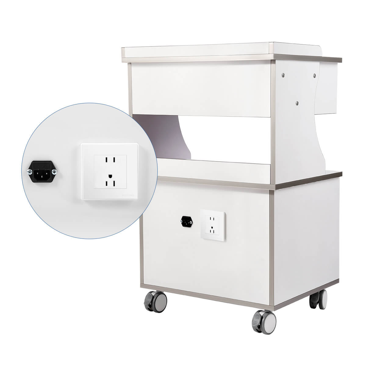 Dental Mobile Cabinet Cart G15 Rolling Storage Trolley Three Drawers with Socket - pairaydental.com 