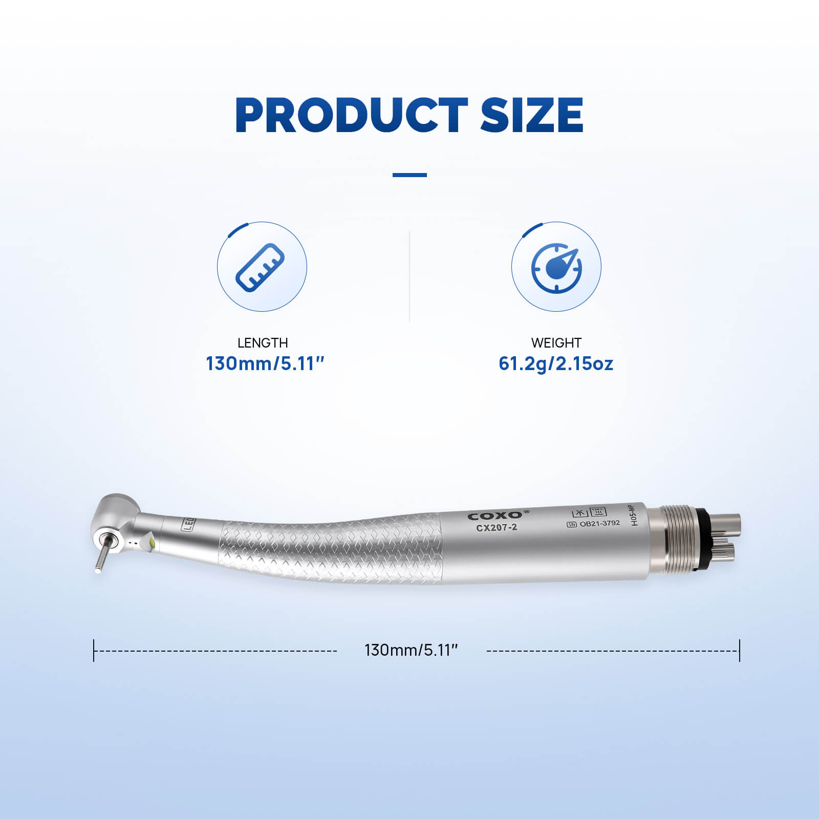COXO CX207-2 LED High-speed Air Turbine Handpiece with Generator Mini Head 4 Holes Coupler #H05-MP4 - pairaydental.com