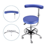 Dental Assistant Stool Chair Armrest Height Adjustable 360° Rotated Blue - pairaydental.com