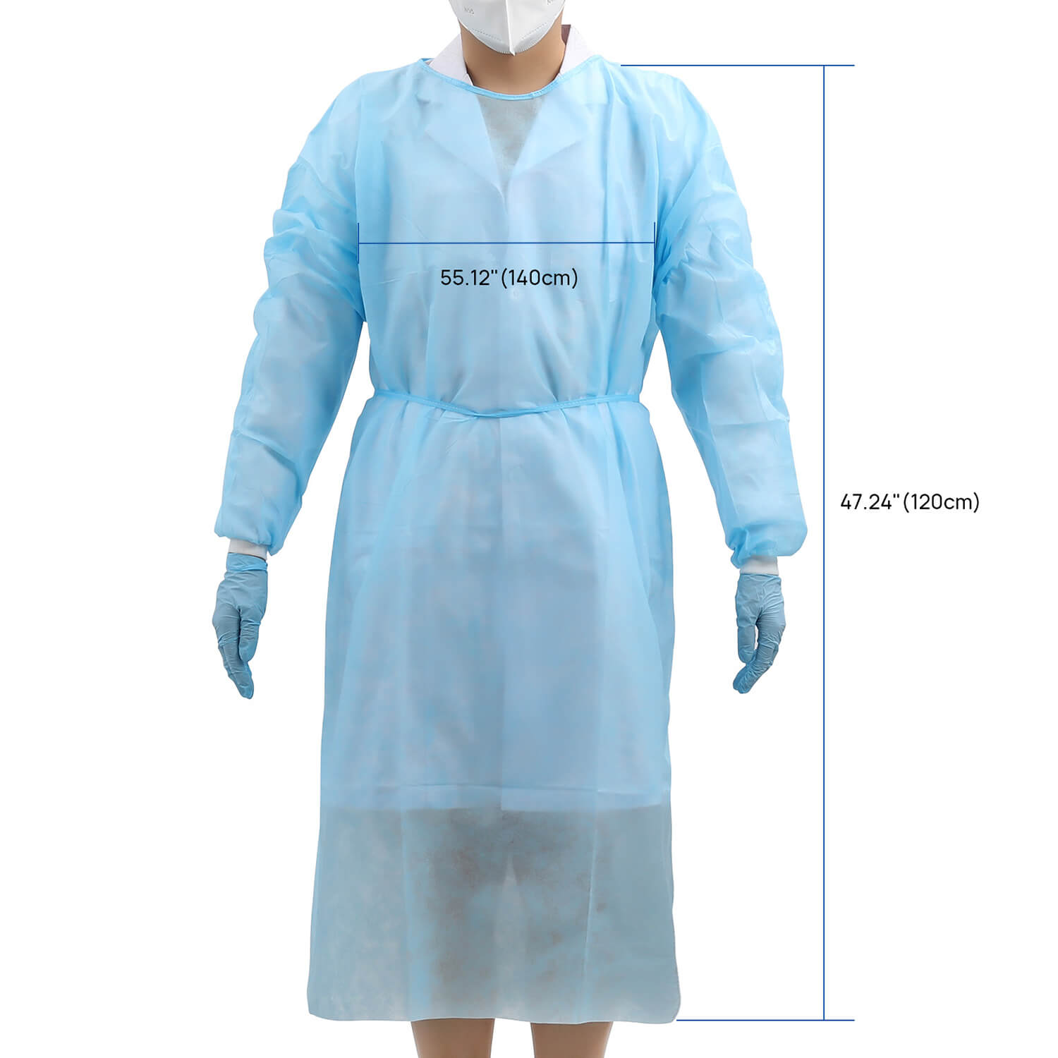 Disposable Isolation Gowns with Knitt Cuffs for Medical Dental Hospital Blue 10pcs/Pack - pairaydental.com