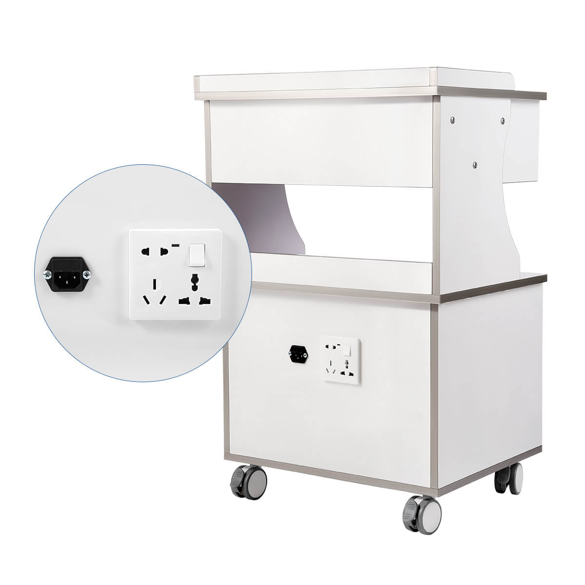 Dental Mobile Cabinet Cart G15 Rolling Storage Trolley Three Drawers with Socket - pairaydental.com 