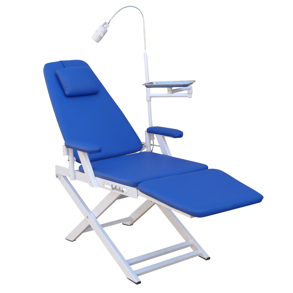 Portable Dental Folding Chair Adjustable With Rechargeable LED Light Blue - pairaydental.com