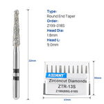 Dental Diamond Burs ZTR-13S (850-018S) for Zirconia/Ceramic Prep 10pcs/Box - pairaydental.com