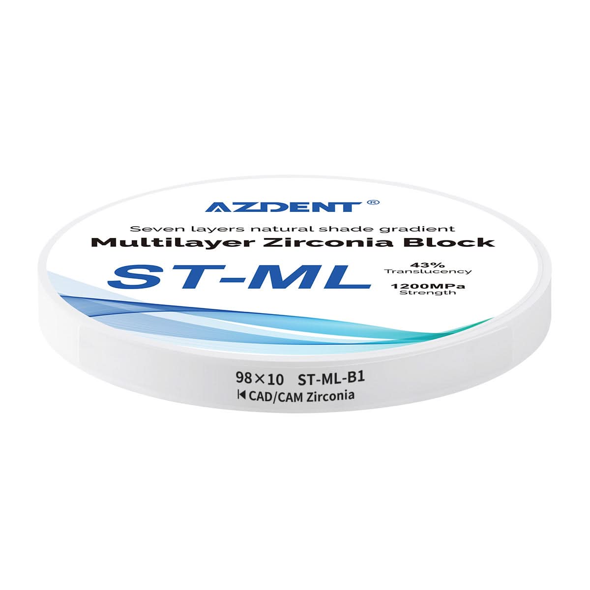 Dental ST-ML Multilayer Zirconia Block Super Translucent 98mm Seven Layers Natural Shade Gradient B1 98*10mm - pairaydental.com