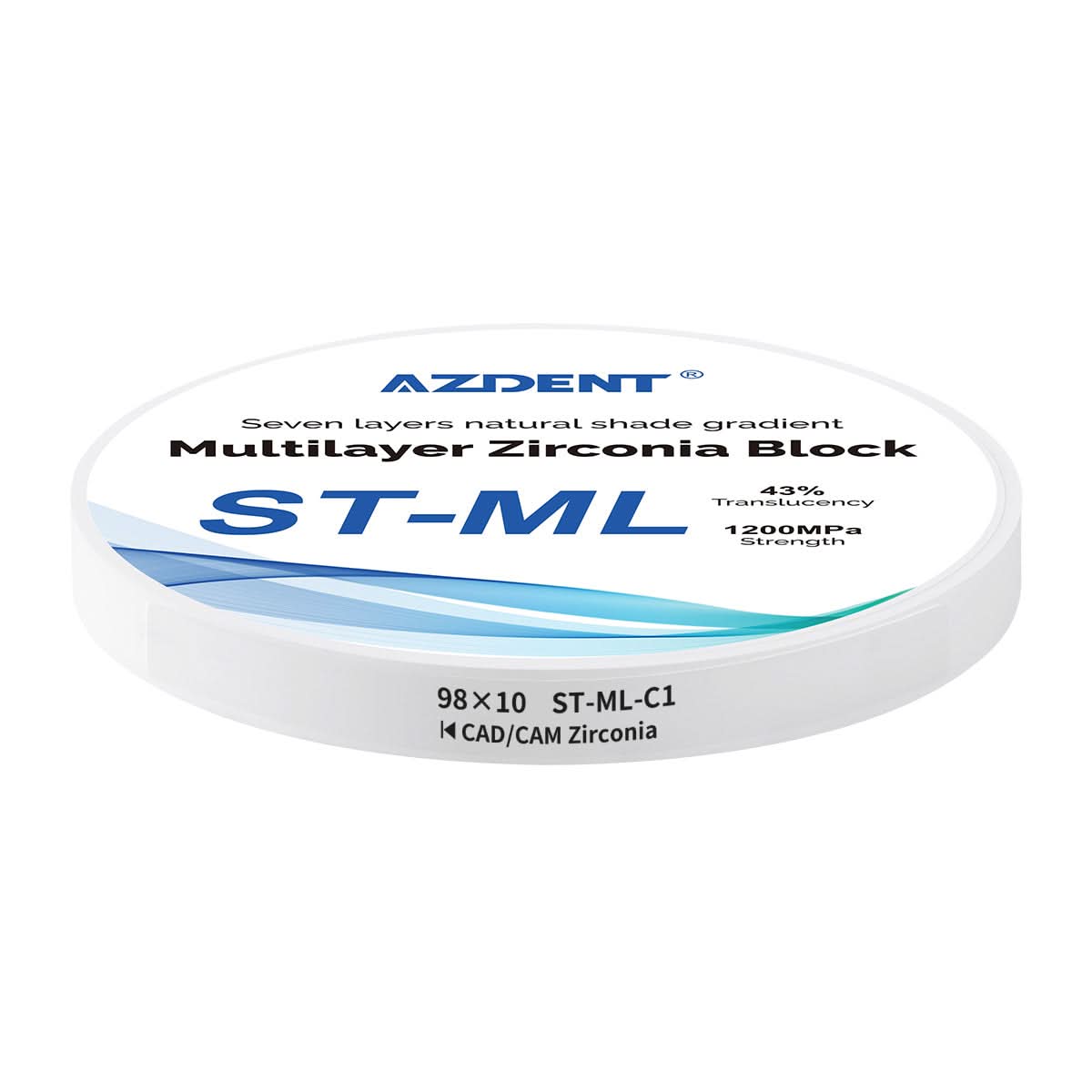 Dental ST-ML Multilayer Zirconia Block Super Translucent 98mm Seven Layers Natural Shade Gradient C1 98*10mm - pairaydental.com