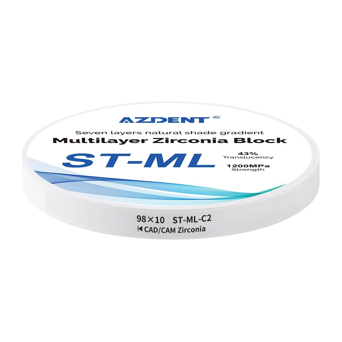 Dental ST-ML Multilayer Zirconia Block Super Translucent 98mm Seven Layers Natural Shade Gradient C2 98*10mm - pairaydental.com