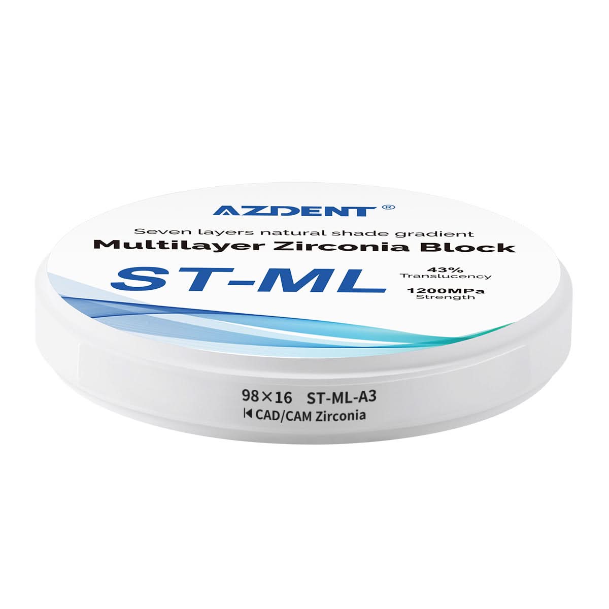 Dental ST-ML Multilayer Zirconia Block Super Translucent 98mm Seven Layers Natural Shade Gradient A3 98*16mm - pairaydental.com