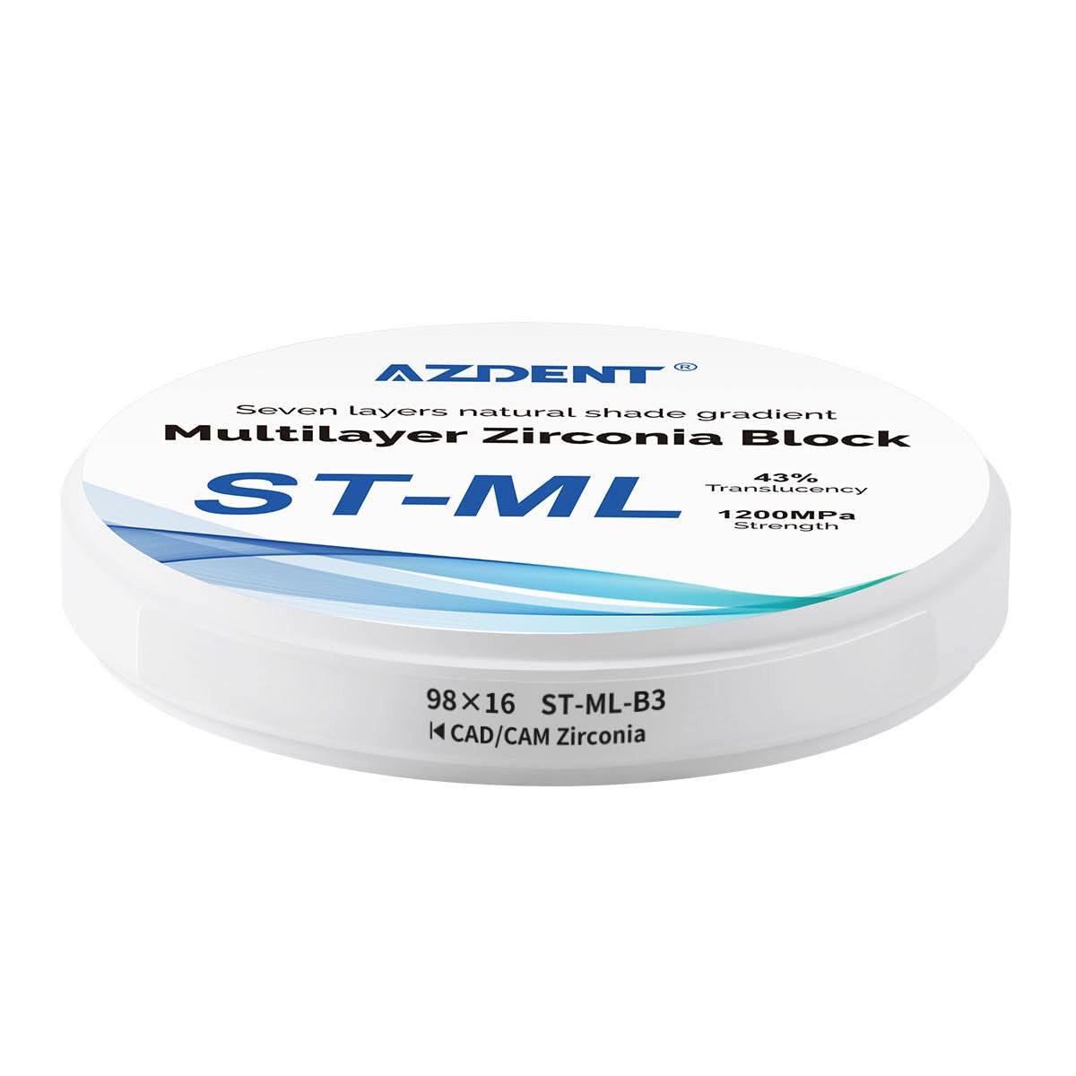 Dental ST-ML Multilayer Zirconia Block Super Translucent 98mm Seven Layers Natural Shade Gradient B3 98*16mm - pairaydental.com