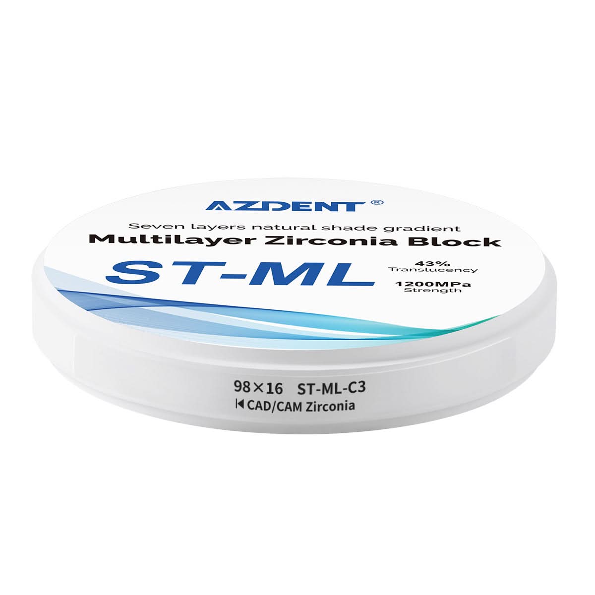 Dental ST-ML Multilayer Zirconia Block Super Translucent 98mm Seven Layers Natural Shade Gradient C3 98*16mm - pairaydental.com