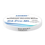 Dental D4-Pro-ML Multilayer Zirconia Block 98mm Five Layers Natural Shade Gradient C1 98*10mm - pairaydental.com