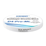 Dental D4-Pro-ML Multilayer Zirconia Block 98mm Five Layers Natural Shade Gradient D3 98*10mm - pairaydental.com