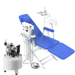 Dental Portable Folding Chair LED Light with Turbine Unit 4 Holes + Noiseless Oil-Free Air Compressor 40L - pairaydental.com