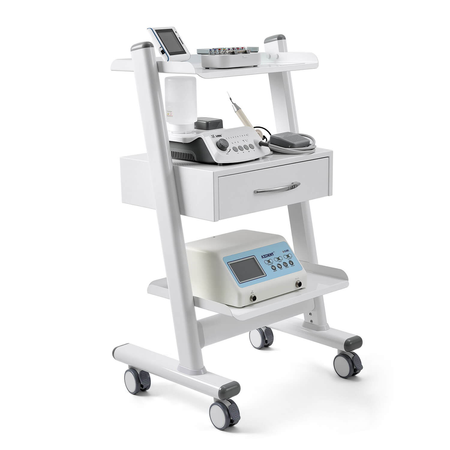 Dental Medical Mobile 3-layer Trolley Metal Built-in Socket Cart - pairaydental.com
