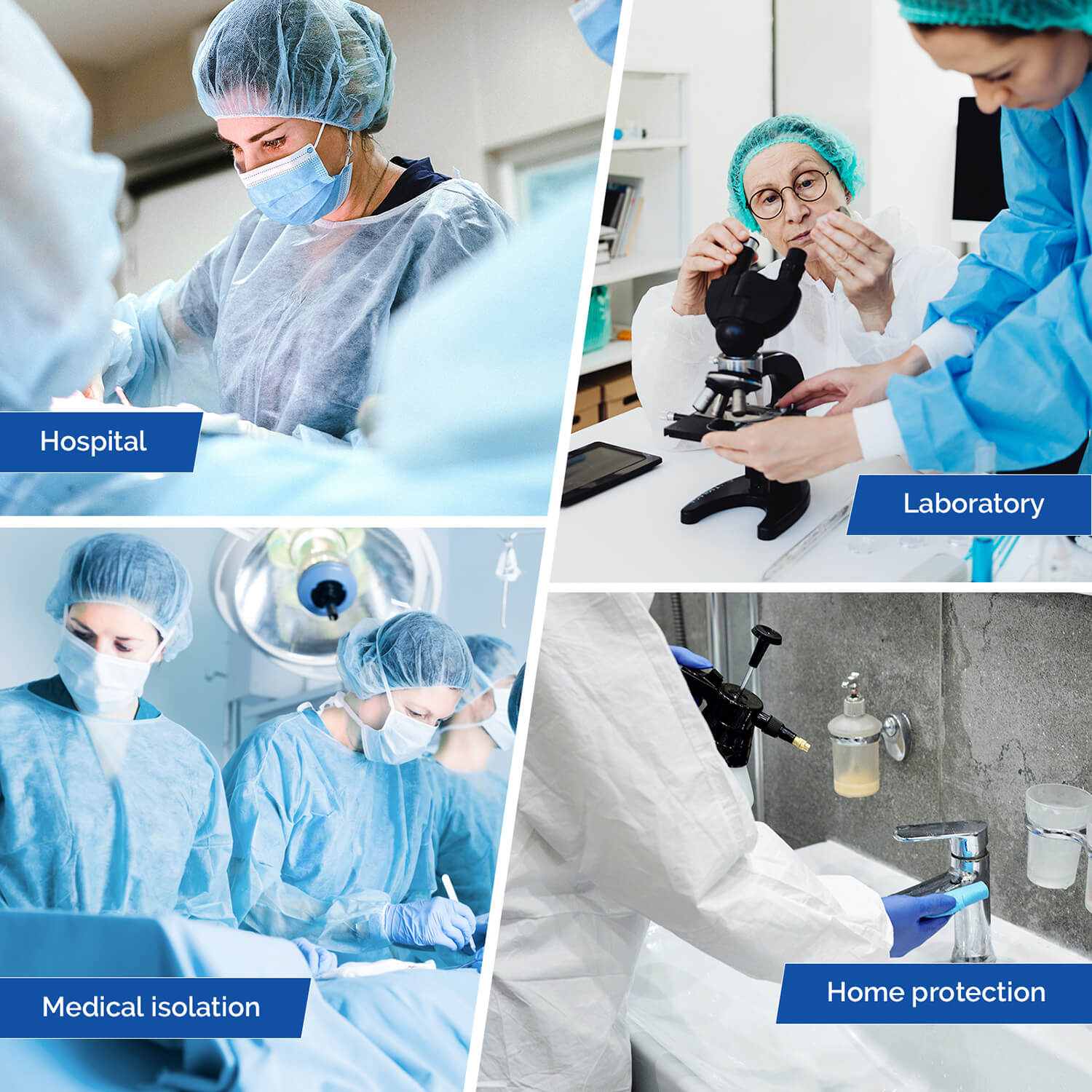 Disposable Isolation Gowns with Knitt Cuffs for Medical Dental Hospital Blue 10pcs/Pack - pairaydental.com