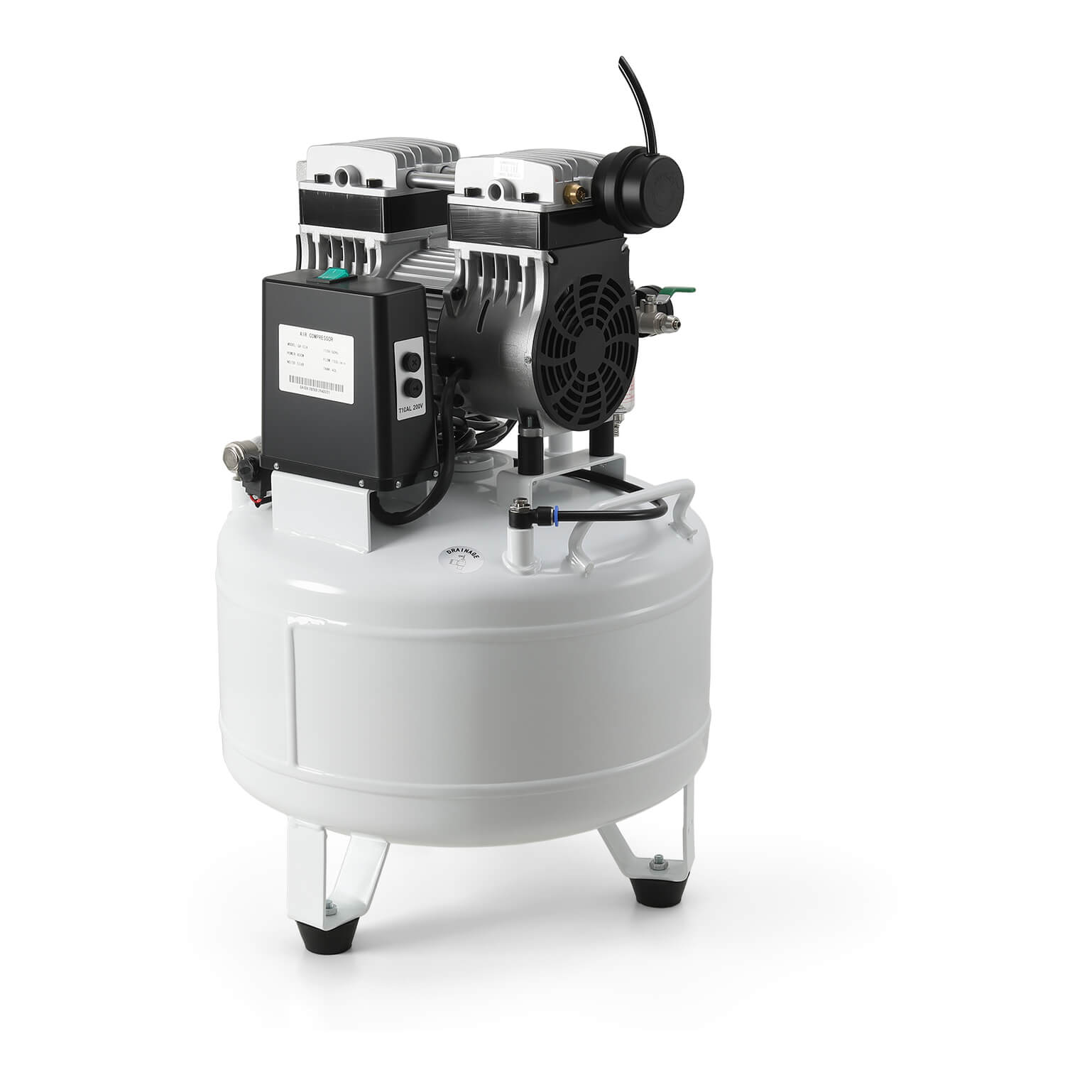 Dental Noiseless Oil-Free Air Compressor Plus Dual-Pressure Display 24L/40L for 1-2 Dental Chair - pairaydental.com