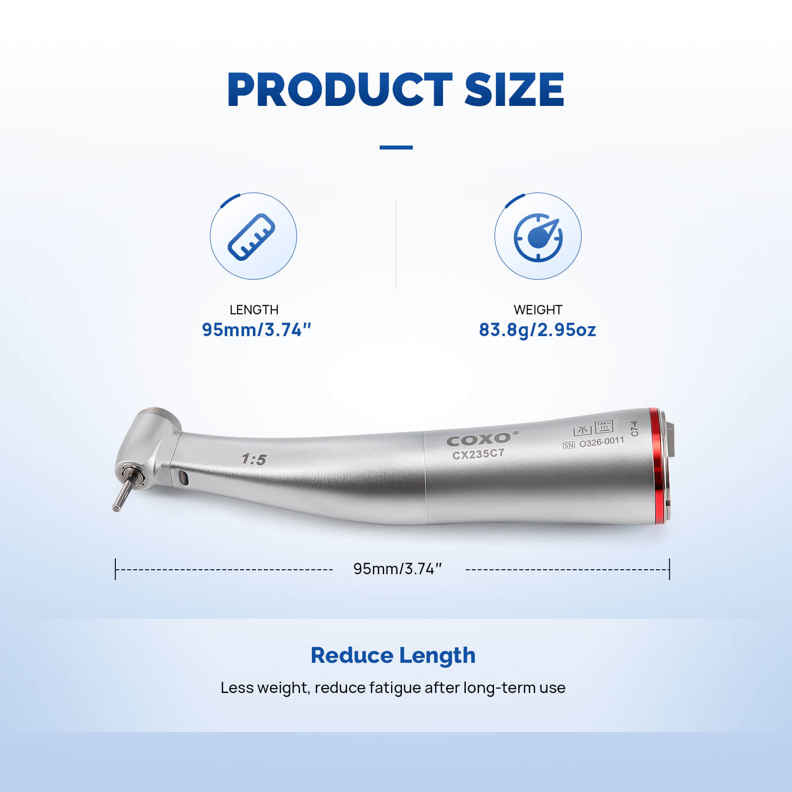 COXO CX235C7 1:5 Electric Fiber Optic Contra Angle Handpiece Mini Head Inner Channel #C7-4 - pairaydental.com/