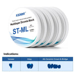 Dental ST-ML Multilayer Zirconia Block Super Translucent 98mm Seven Layers Natural Shade Gradient - pairaydental.com