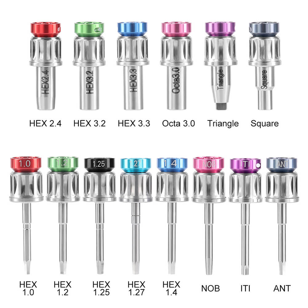 Dental Implant Colorful Universal Restoration Tool Kit 14pcs Drivers With Wrench 15-60Ncm and Carrying Device - pairaydental.com