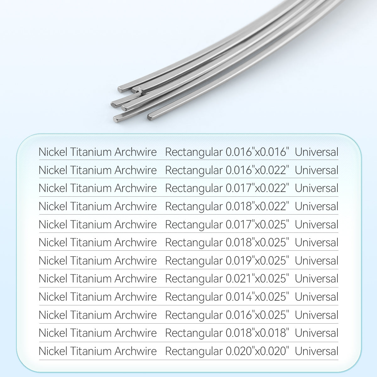Archwire NiTi Super Elastic Expanded Rectangular Universal 0.016x0.016-0.020x0.020 10pcs/Pack - pairaydental.com